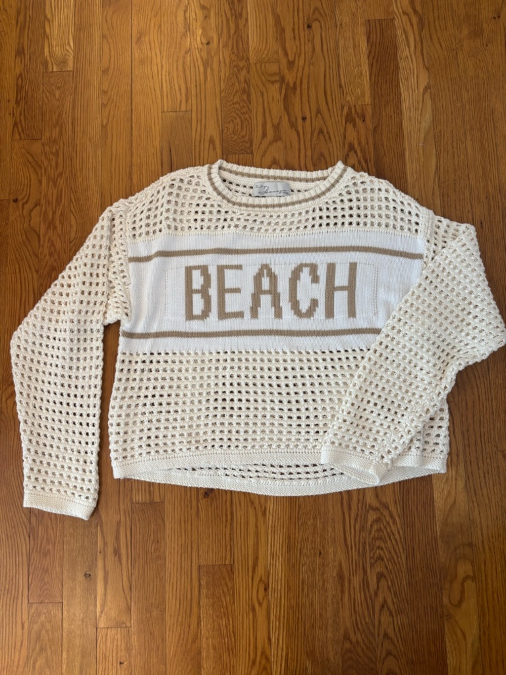 Vintage Havana Cream and Tan Open-Weave Sweater